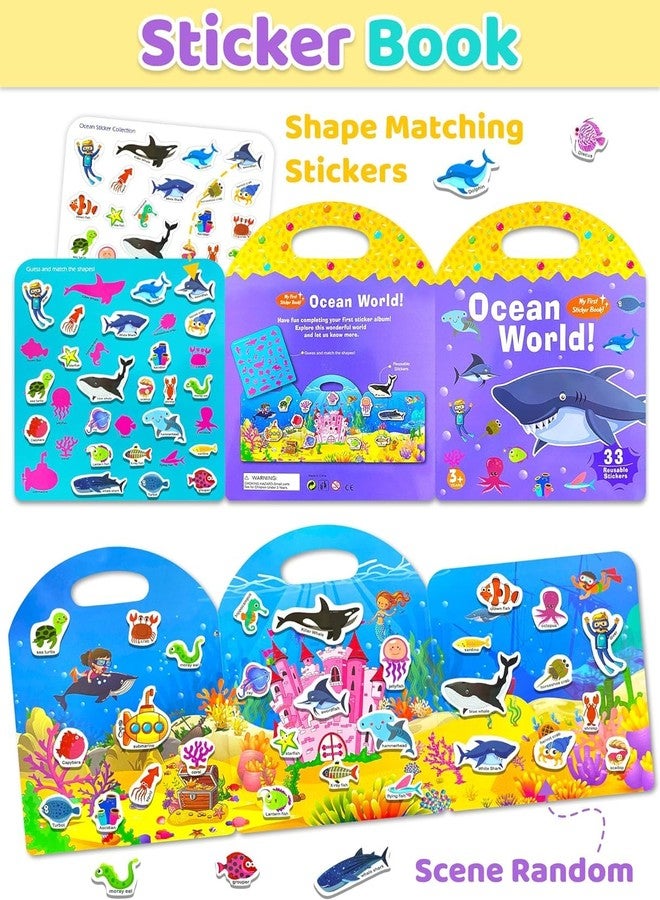 Slipps Jelly Reusable Fun Sticker Books for Kids Toddlers 1-6 Years, 36 Pcs Cute Waterproof Stickers for Teens Girls Boys (Ocean World) - Image 2